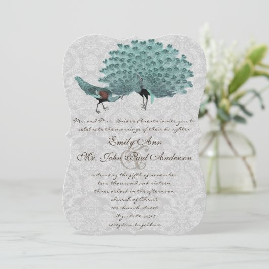 パーフェクトペアアクアグレーピーコックメタリックエレガンス 招待状 (スタンド正面)