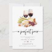 パーフェクトペアウォーター色のワインチーズ婚約 招待状 (正面)