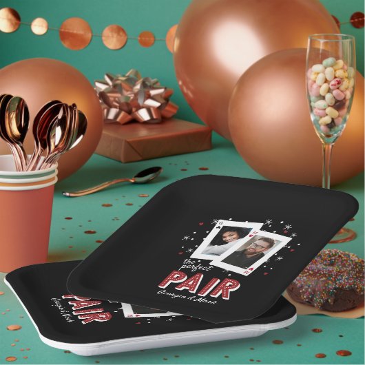 パーフェクトペアカジノテーマカップルフォト ペーパープレート (複数)