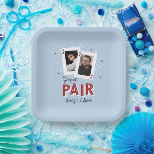 パーフェクトペアカジノテーマカップルフォト ペーパープレート (パーティー)