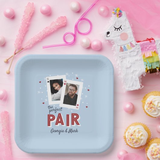 パーフェクトペアカジノテーマカップルフォト ペーパープレート (パーティー)