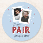 パーフェクトペアカジノテーマカップルフォト ラウンドペーパーコースター (正面)