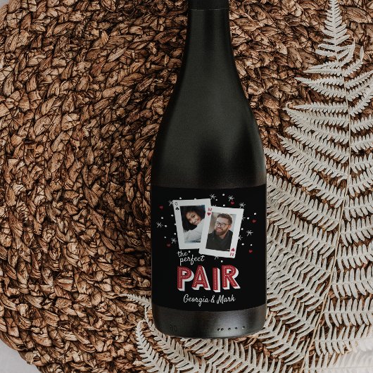 パーフェクトペアカジノテーマカップルフォト ワインラベル