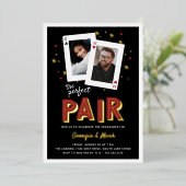 パーフェクトペアカジノテーマ婚約パーティ 箔招待状 (立ち正面)