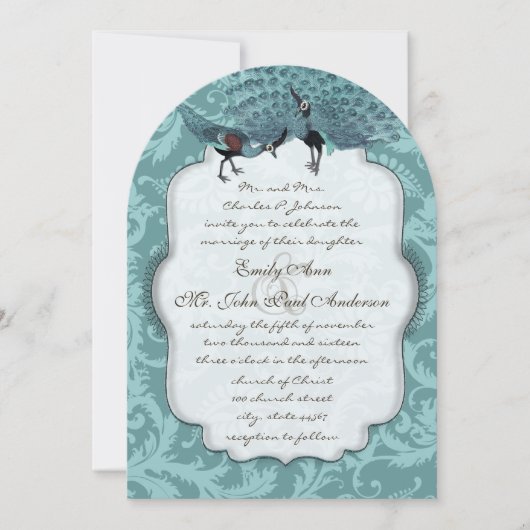 パーフェクトペアシーブルーダムクピーコックエレガンス 招待状 (正面)