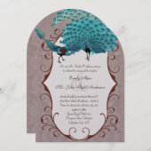 パーフェクトペアティール（緑がかった色）&ミンクダマスピーコック 招待状 (正面/裏面)