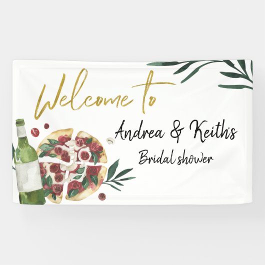 パーフェクトペアピザとビールの大きなバナー 横断幕 (横)