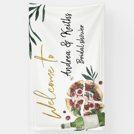 パーフェクトペアピザとビールの大きなバナー 横断幕 (縦)