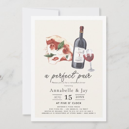パーフェクトペアピザ&ワインリハーサルディナー 招待状 (正面)