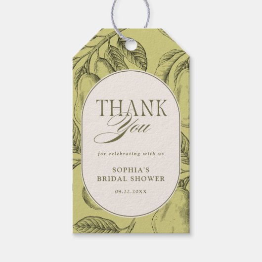 パーフェクトペアヴィンテージ梨ブライダルシャワー ギフトタグ (正面)