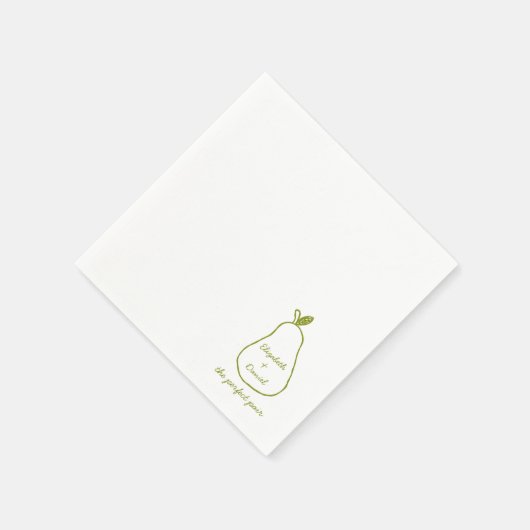 パーフェクトペア – シックな梨のイラストレーションかわいい結婚ズ スタンダードカクテルナプキン (角)