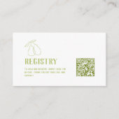 パーフェクトペアQRコードグリーン ブライダルシャワー レジストリーカード エンクロージャーカード (正面)