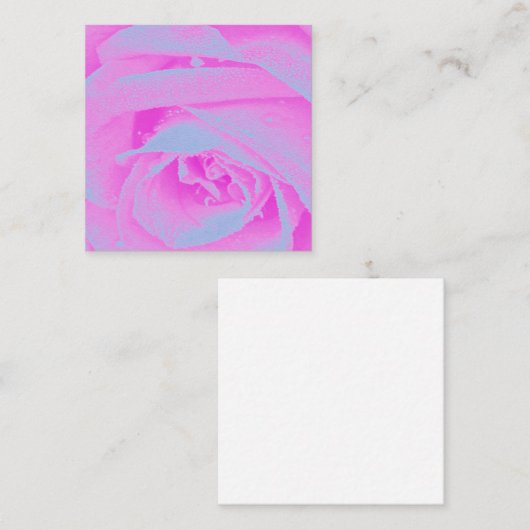 パーフェクトホットピンク&ライトブルーバラ詳細 スクエア名刺 (正面/裏面)