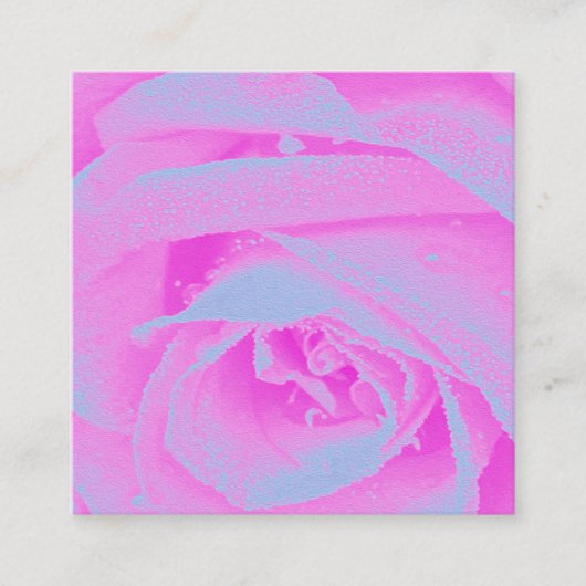 パーフェクトホットピンク&ライトブルーバラ詳細 スクエア名刺 (正面)