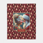 パーフェクトホリデーブランケットブルゴーニュ金ゴールドサンタ フリースブランケット (正面)