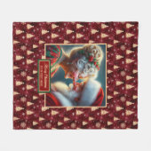 パーフェクトホリデーブランケットブルゴーニュ金ゴールドサンタ フリースブランケット (正面(横))