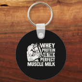 パーフェクトマッスルミルクおもしろいタンパク質愛好家引用文体 キーホルダー (正面)