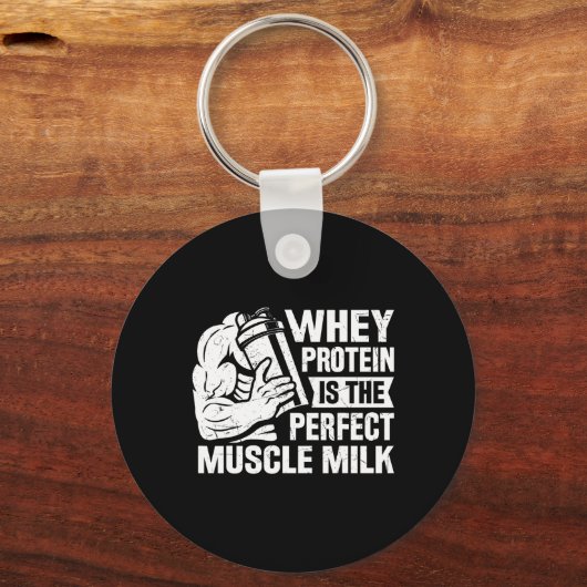 パーフェクトマッスルミルクおもしろいタンパク質愛好家引用文体 キーホルダー (正面)