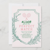 パーフェクトマッチテニスレトロピンクブライダルシャワー 招待状 (正面)