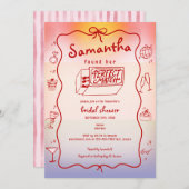 パーフェクトマッチドードルサンセットコケットブライダルシャワー 招待状 (正面/裏面)