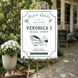 パーフェクトマッチャブライダルシャワーのウェルカムサイン ポスター