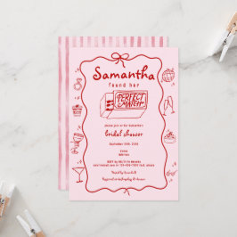 パーフェクトマッチ手描きコケットブライダルシャワー 招待状