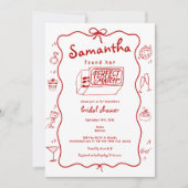 パーフェクトマッチ手描きコケットブライダルシャワー 招待状 (正面)