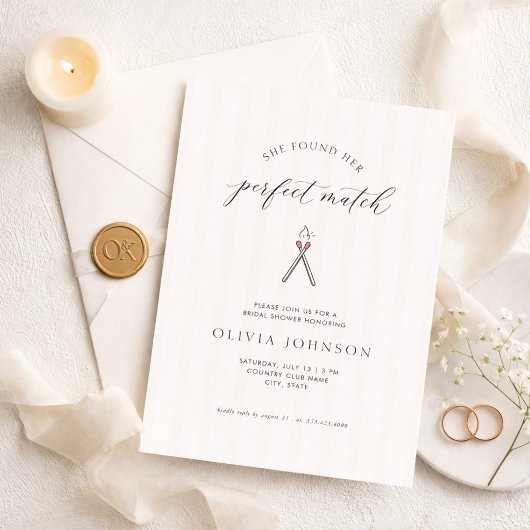 パーフェクトマッチ エレガント モダン ストライプ ブライダルシャワー 招待状