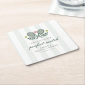 パーフェクトマッチ テニス ブライダルシャワー スクエアペーパーコースター (アングル)