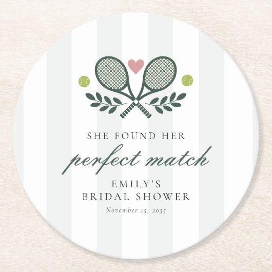 パーフェクトマッチ テニス ブライダルシャワー ラウンドペーパーコースター (正面)