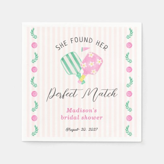 パーフェクトマッチ ピックルボール ブライダルシャワーのご案内 スタンダードカクテルナプキン (正面)