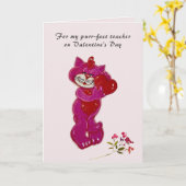 パーフェクト先生絵を描ハンドキャットバレンタインデー カード (黄色い花)