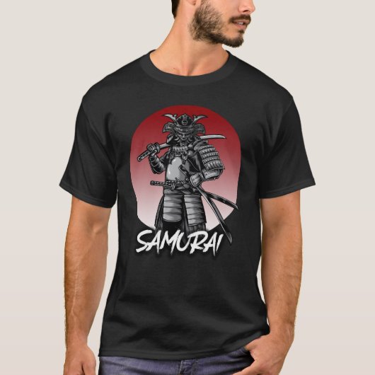 パーフェクト名誉の侍レトロ – 白黒 Tシャツ (正面)