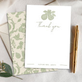 パーフェクト梨ブライダルシャワー | セージグリーンありがとう サンキューカード