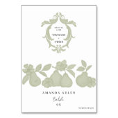 パーフェクト洋ナシブライダルシャワーエスコートカードテンプレート テーブルナンバー (正面)