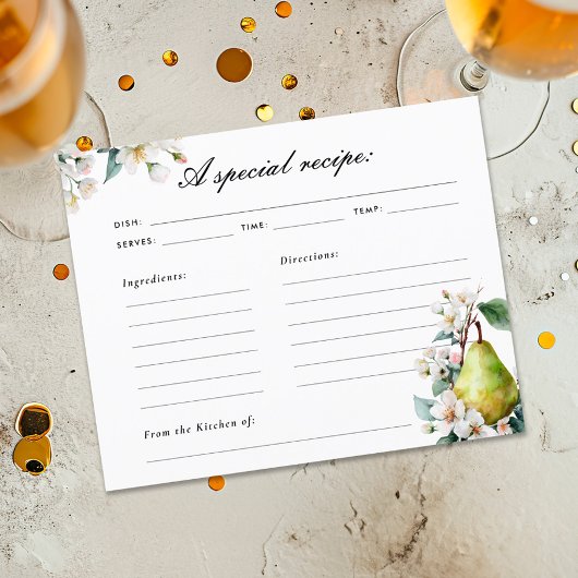 パーフェクト洋ナシブライダルシャワーレシピカード