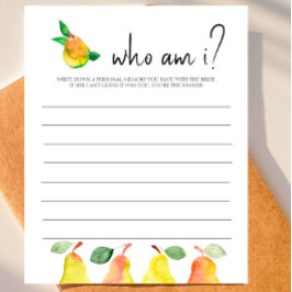 パーフェクト洋ナシ – ブライダルシャワー「私は誰だ？」 ゲーム