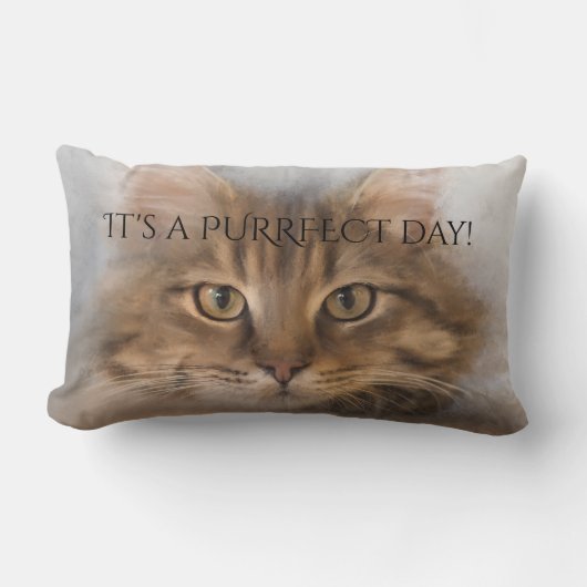 パーフェクト虎猫メインクーンキャットピロー ランバークッション (正面)