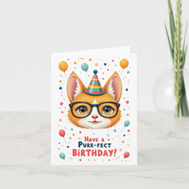 パーフェクト誕生日!」 かわいい猫誕生日カード カード