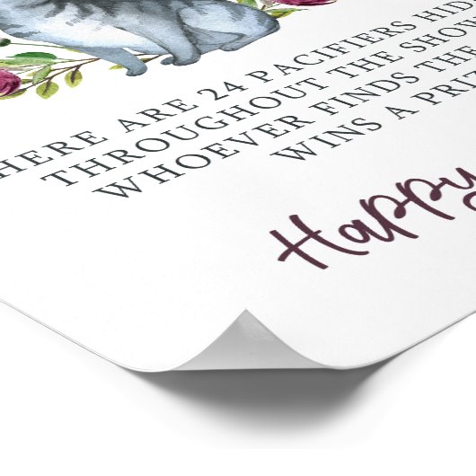 パーフェクト赤ちゃんシャワーおしゃぶり狩りゲーム ポスター (角)