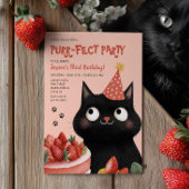 パーフェクト黒猫かわいい子供の誕生日パーティー 招待状