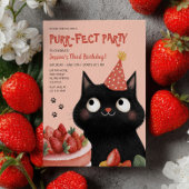 パーフェクト黒猫かわいい子供の誕生日パーティー 招待状