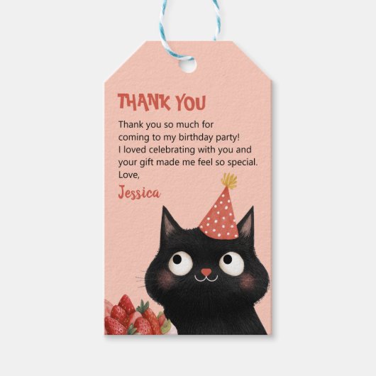 パーフェクト黒猫キッズバースデーパーティーありがとう ギフトタグ (正面)