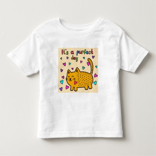 パーフェクト・デイのかわいい猫wハート トドラーTシャツ (正面)