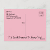 「パーフェクト」新猫発表用ピンク ポストカード (裏面)