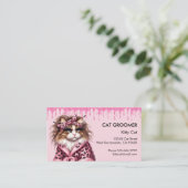 パーフェッショナルキャットトリマーシッタピンクグリッター 名刺 (スタンド正面)