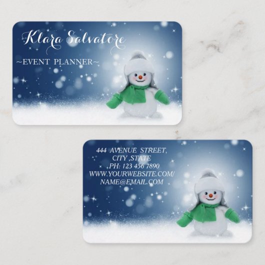 パーフェッ素晴らしトクリスマス雪だるま 名刺 (正面/裏面)