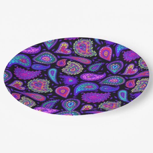 パーフェルかわいらしプルペイズリー ペーパープレート (アングル)