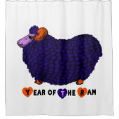 パープおもしろいラム年中国の〔占星術の〕十二宮図シャワーC シャワーカーテン (正面)