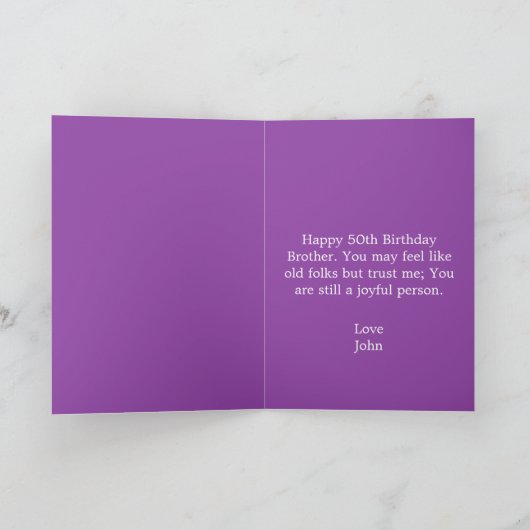 パープおもしろいルパーソナライズされた・ブラザー50誕生日 カード (内部)